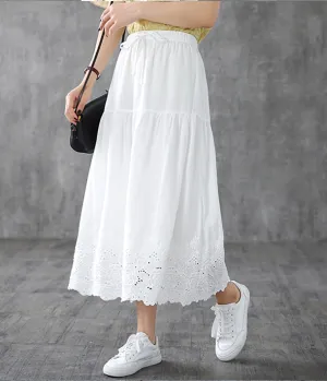 Lace Casual Cotton Linen  loose fitting Women's Skirts  DZA200621