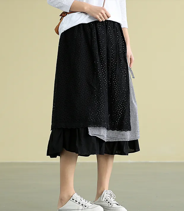 lace Casual Cotton Linen loose fitting Women's Skirts DZA2007213