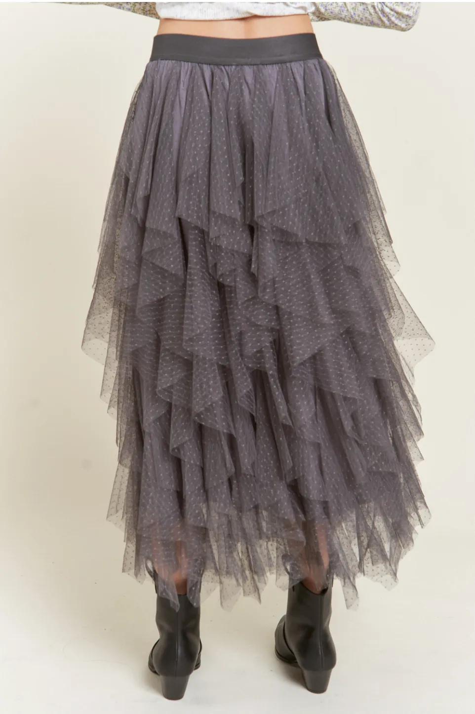 Layered Mesh Midi Skirt