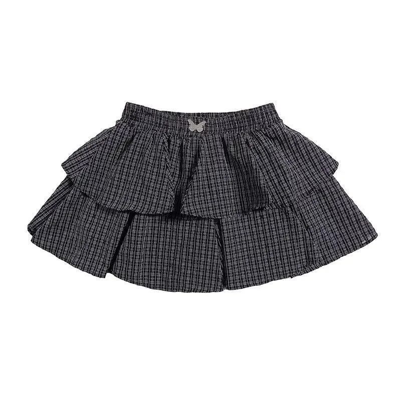 Layered Mini Skirt With Plaid Pattern