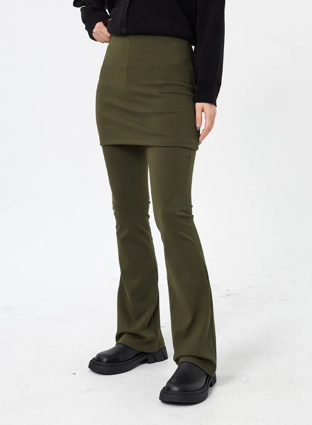 Layered Skirt And Bootcut Pants CM315