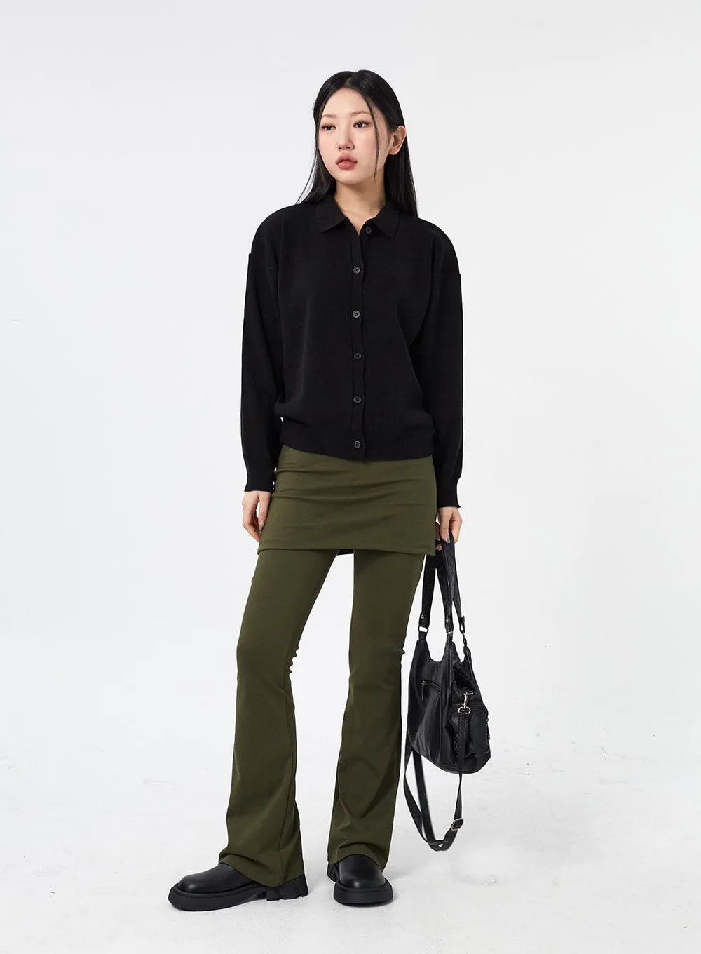 Layered Skirt And Bootcut Pants CM315