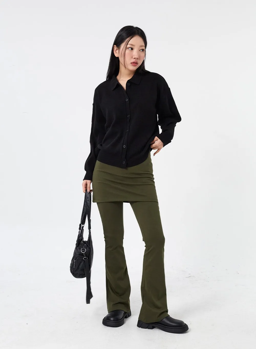 Layered Skirt And Bootcut Pants CM315