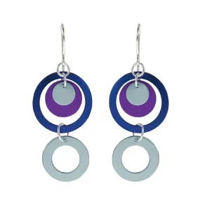 Lenel Designs Blue Purple Hoop Drop Earrings