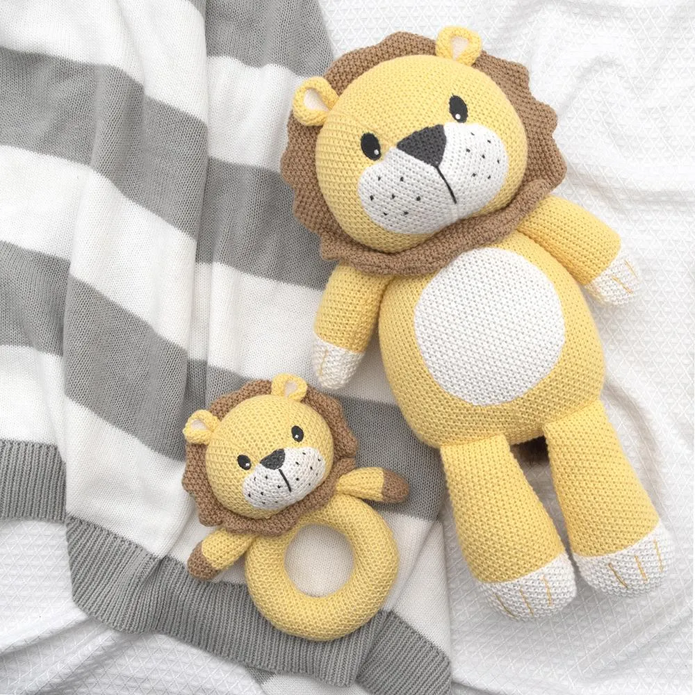 Leo the Lion Baby Knit Soft Toy Doll Baby Shower Nursery Decor Gift Idea