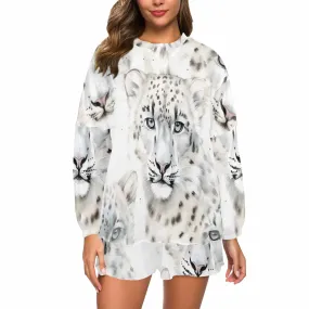 Leopard Women's Long Sleeve Pajama Set with Shorts