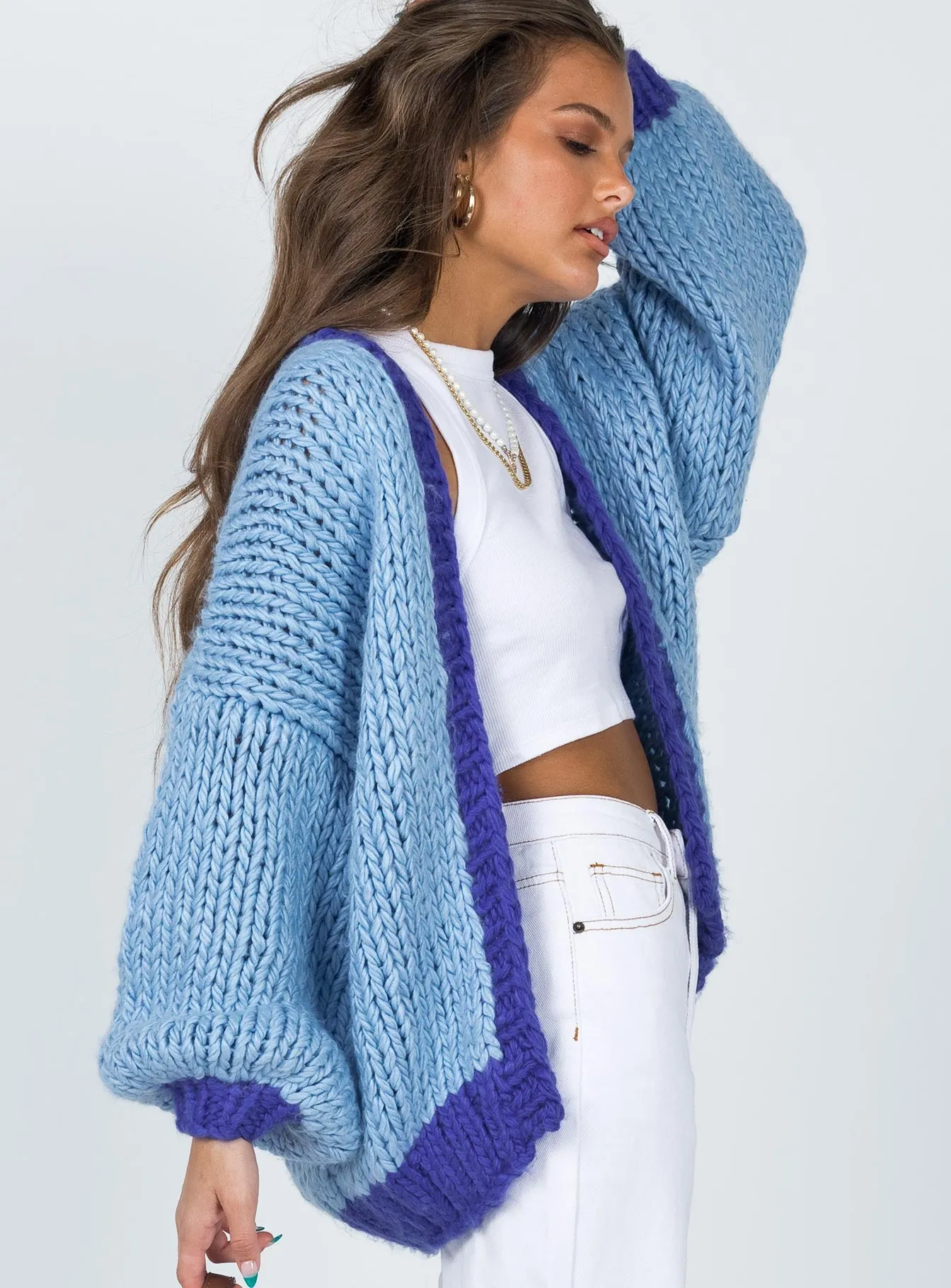 Lester Knit Cardigan Blue