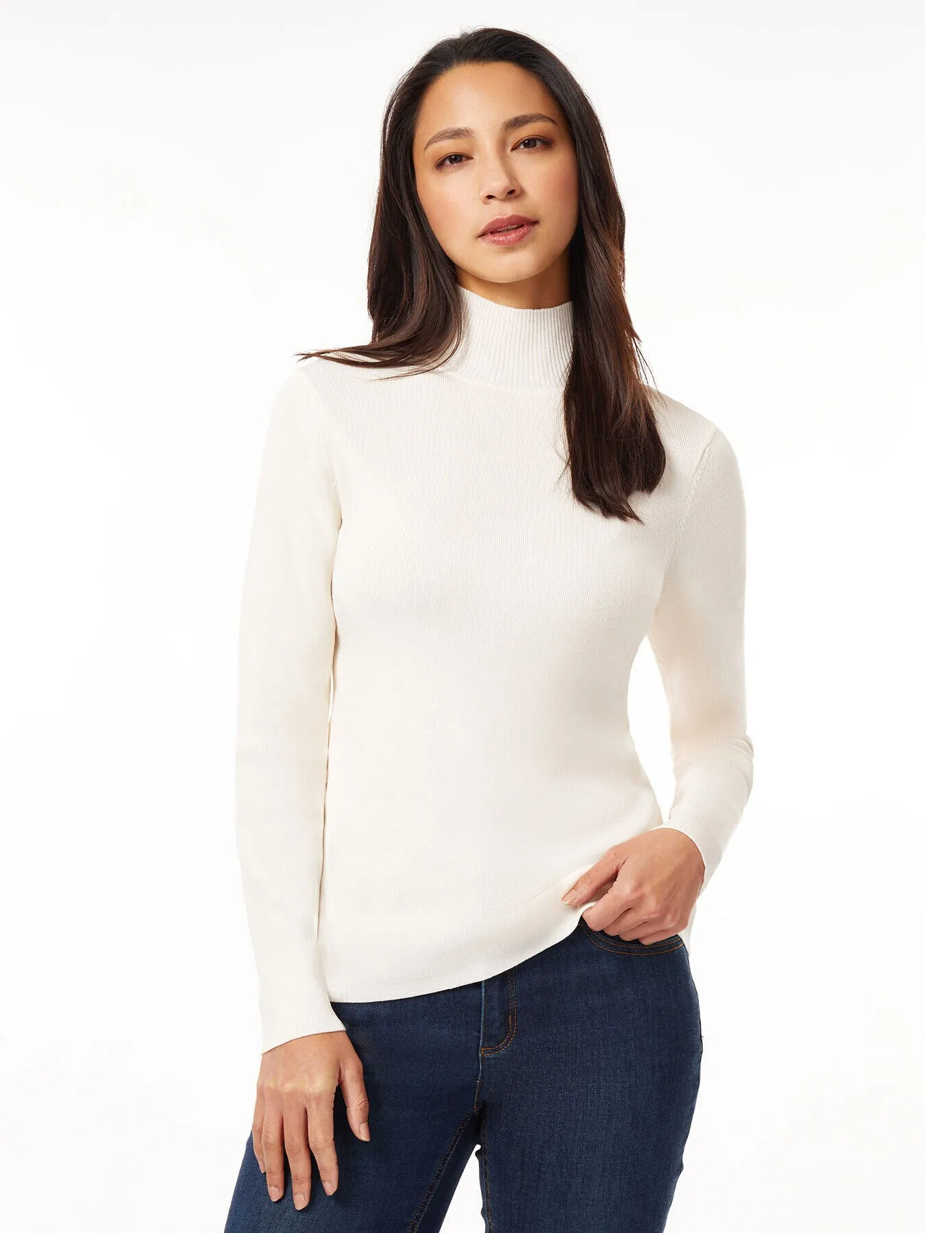 Long Sleeve Mock Neck Knit Sweater