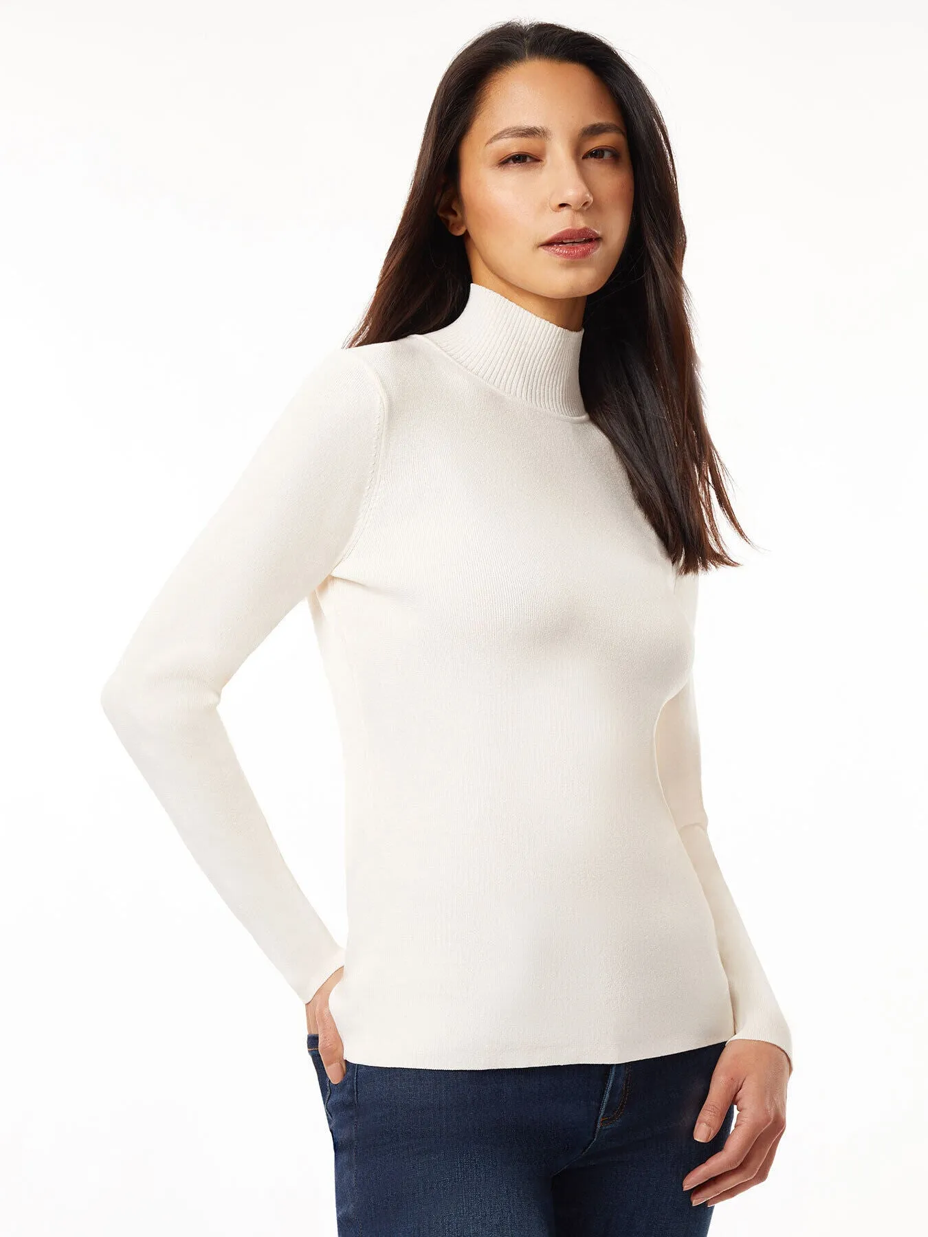 Long Sleeve Mock Neck Knit Sweater