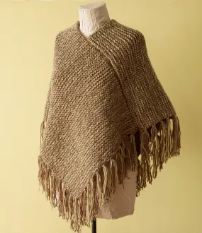 Loom Knit Fringed Poncho