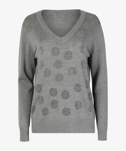 LS V-NECK WITH BLING DOTS