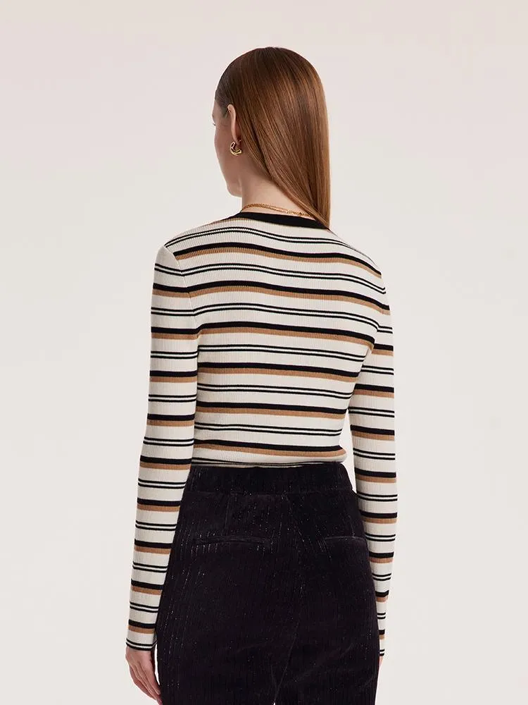 Machine Washable Wool Striped Sweater