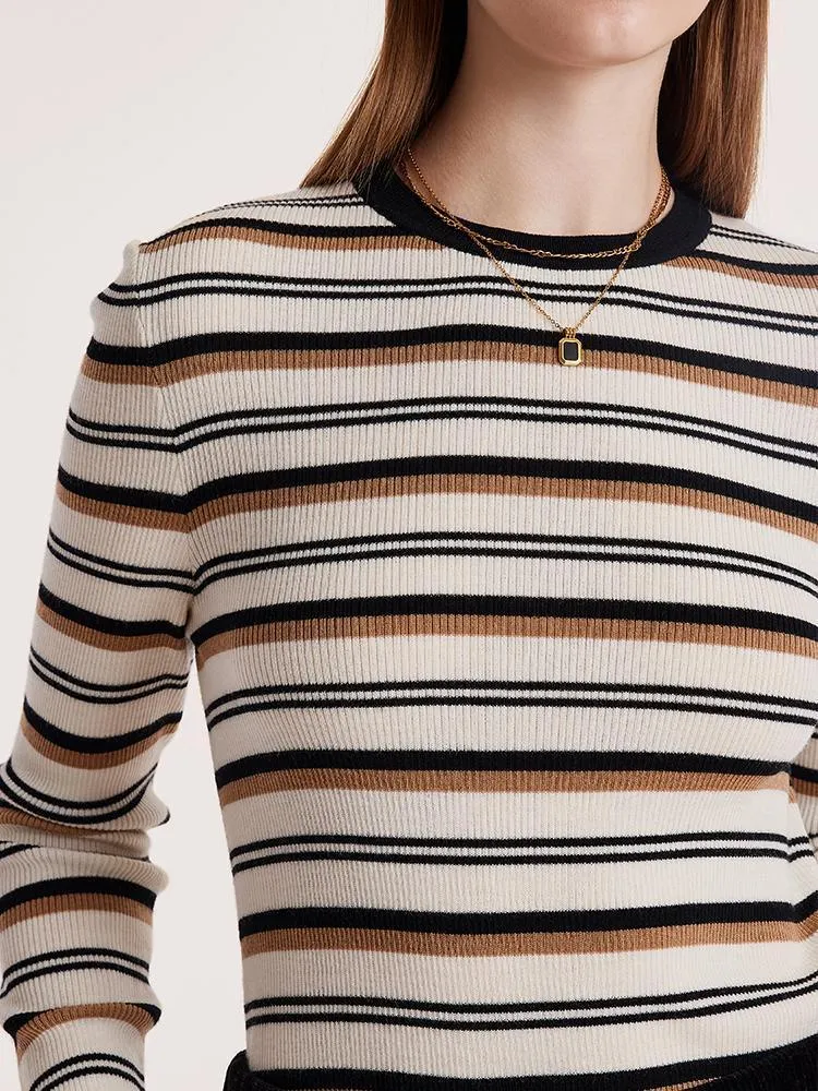 Machine Washable Wool Striped Sweater