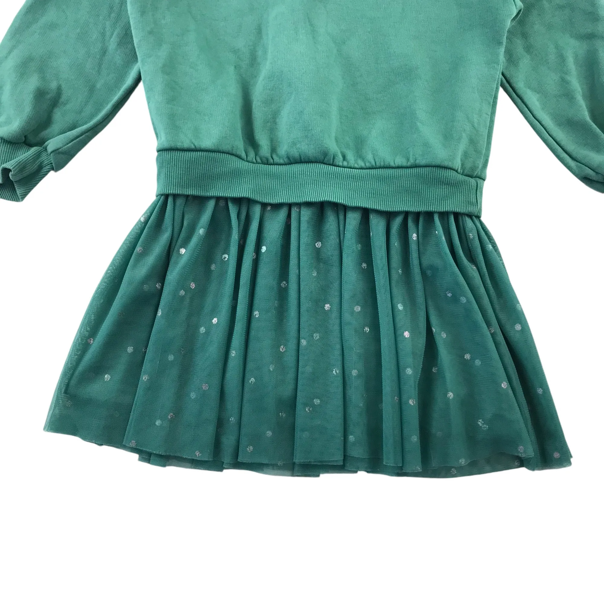 M&S dress 5-6 years turquoise mesh layered jersey