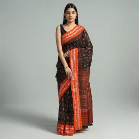 Maroon - Maniabandha Ikat Weave Handloom Cotton Saree 27