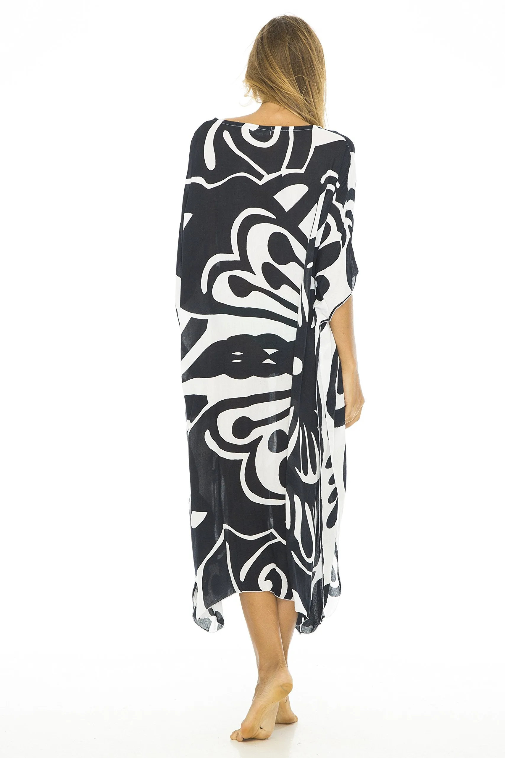 Maxi Butterfly Print Kaftan Tunic Cover Up Dress