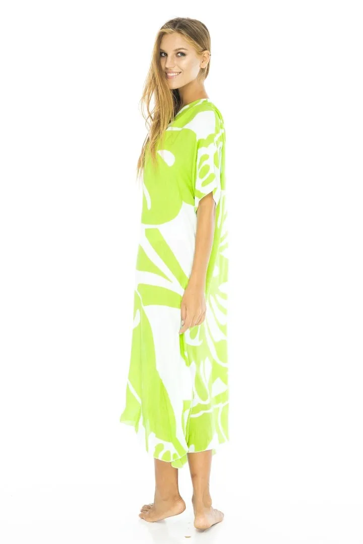 Maxi Butterfly Print Kaftan Tunic Cover Up Dress