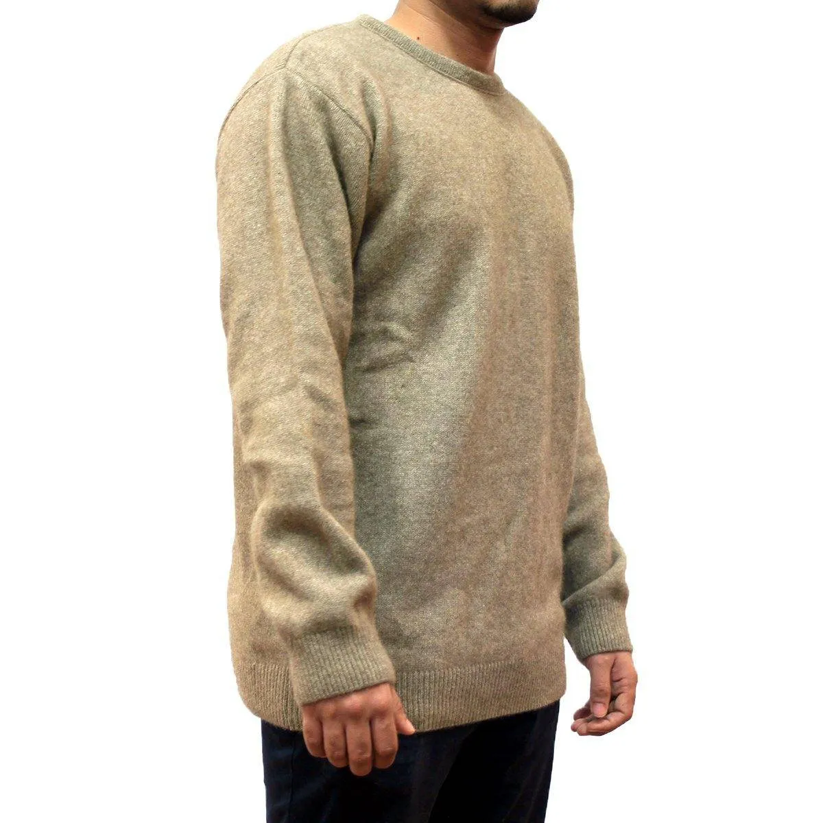 Mens Crew Neck Possum Merino Jumper - Mocha