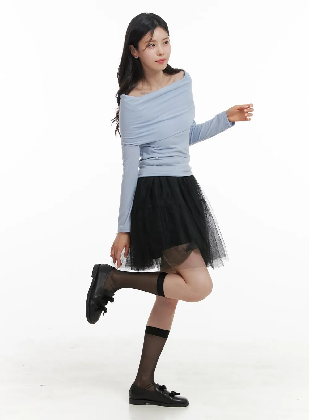 Mesh Layered Ribbon Mini Skirt OA419