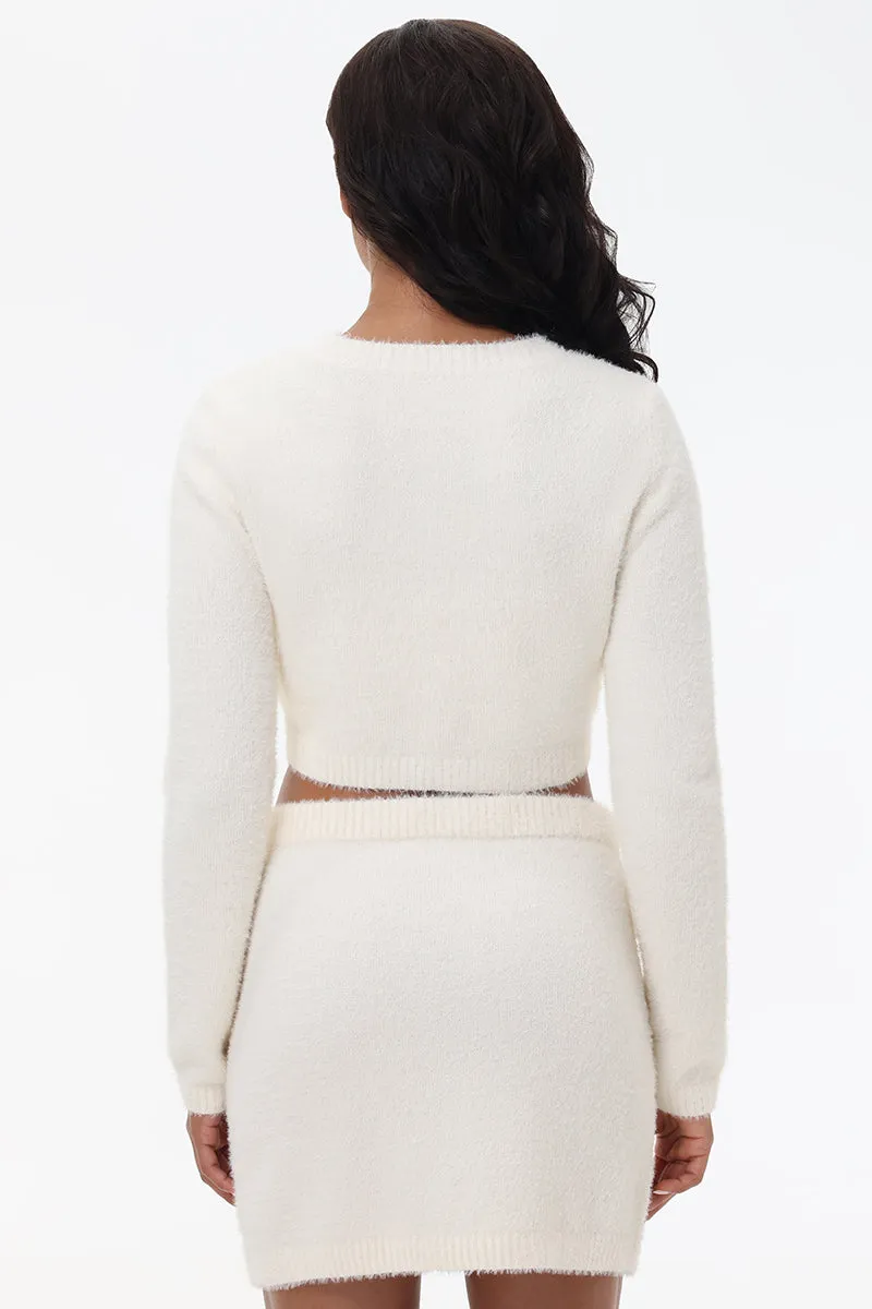 Metallic Eyelash Cropped Pullover