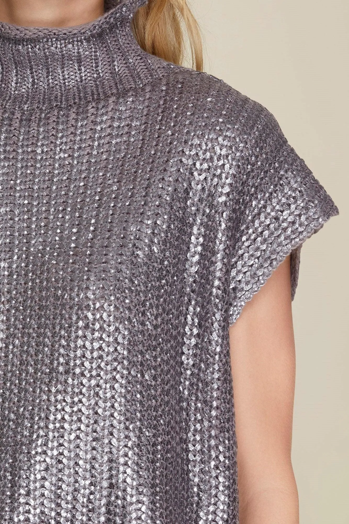 Metallic Foil Sweater Top