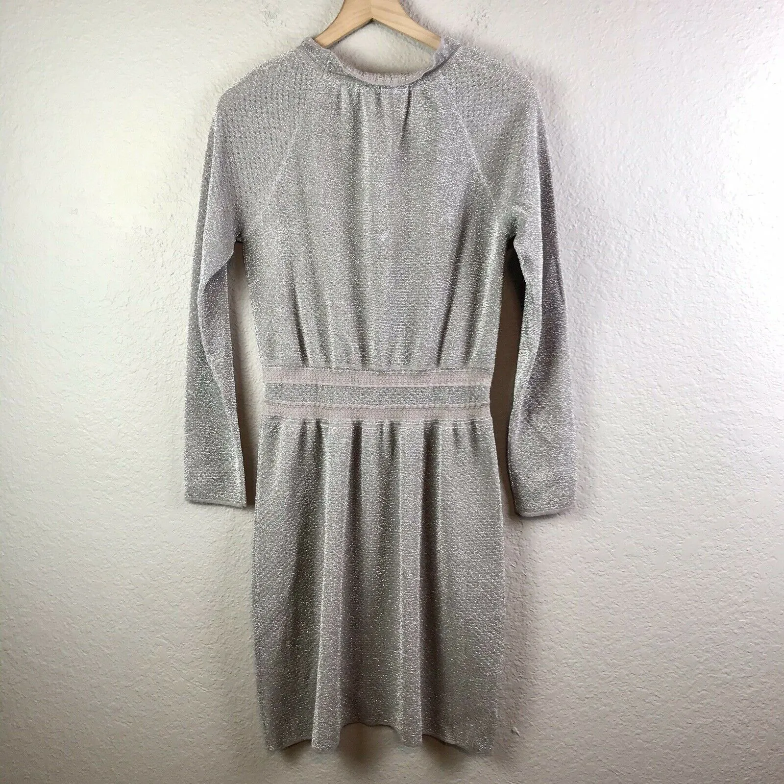 Metallic Knit Long Sleeve Dress