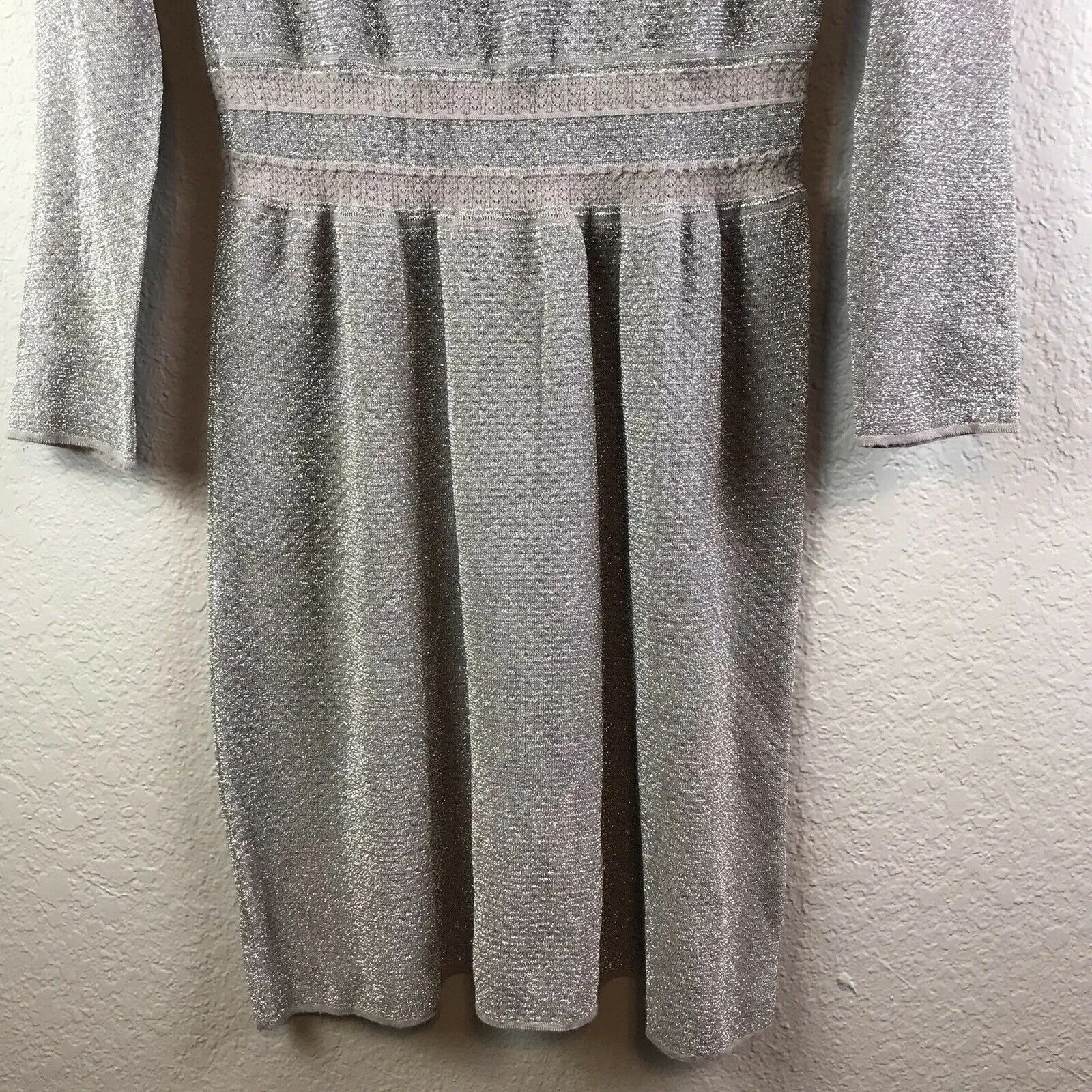 Metallic Knit Long Sleeve Dress