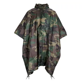 MFH Waterproof Ripstop Poncho Woodland Camo