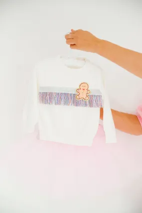 MINI KIDS GINGERBREAD FRINGE SWEATER