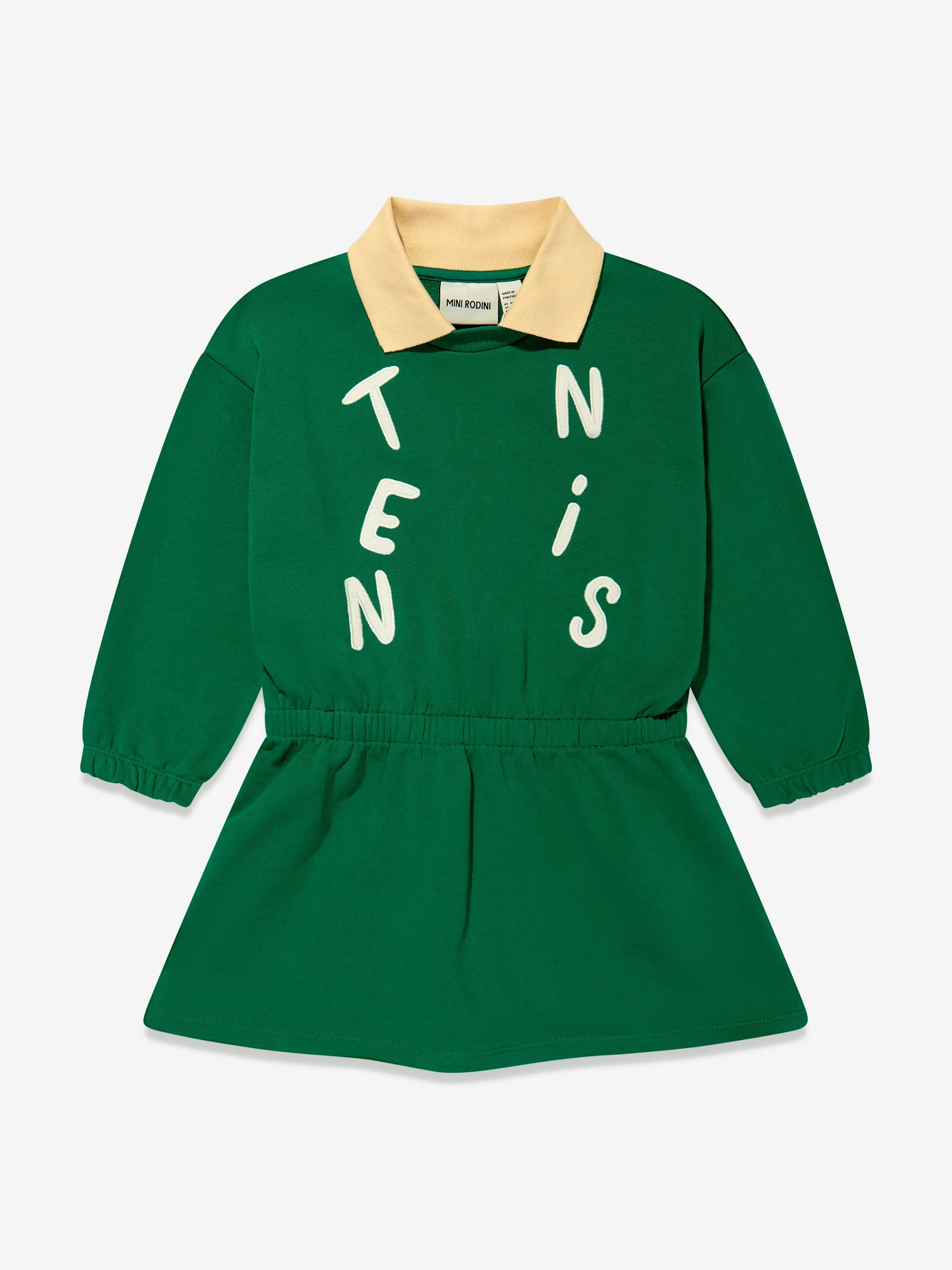 Mini Rodini Girls Tennis Collar Sweater Dress in Green