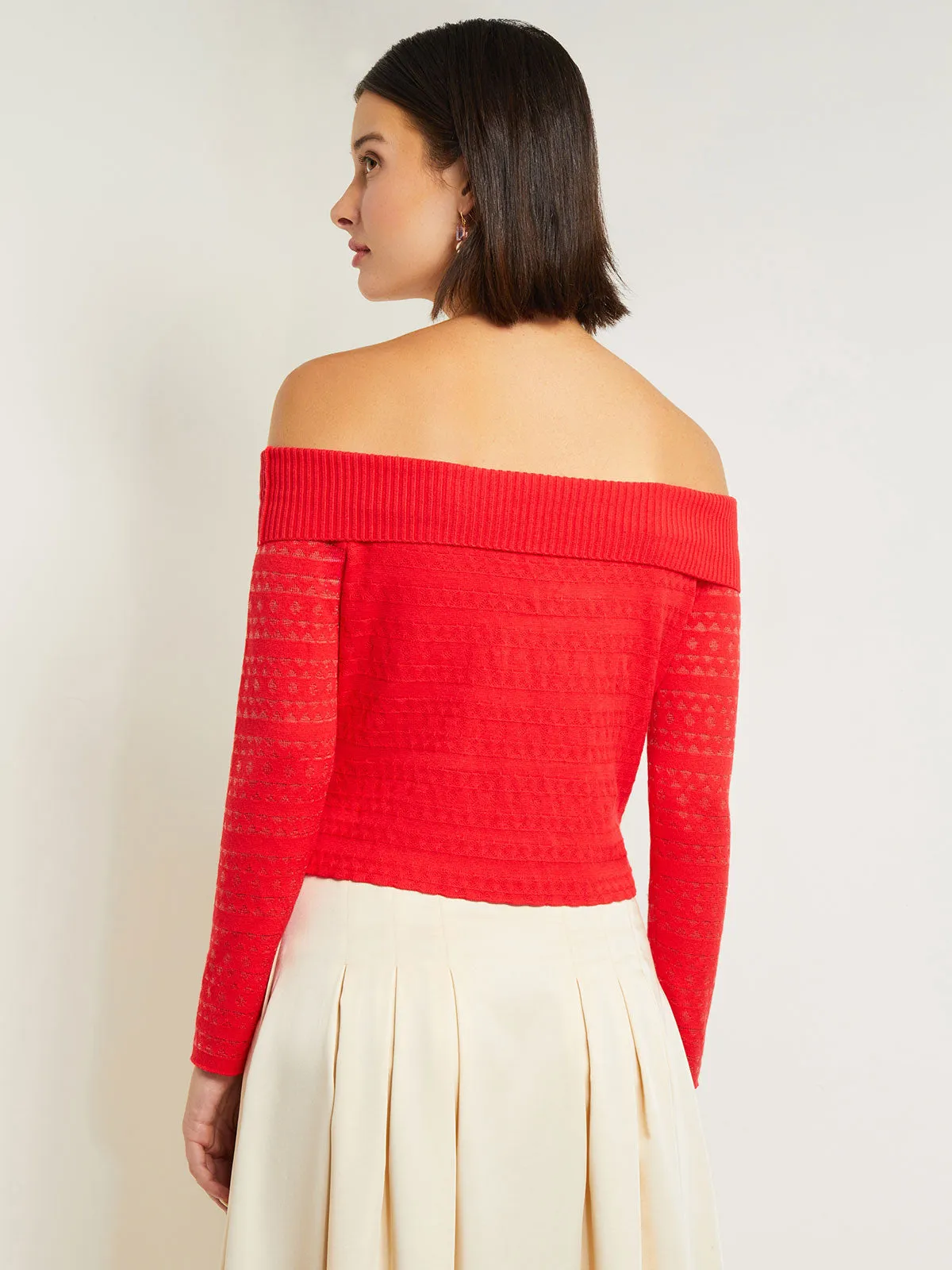 Modern Fit Off-The-Shoulder Burnout Knit Top