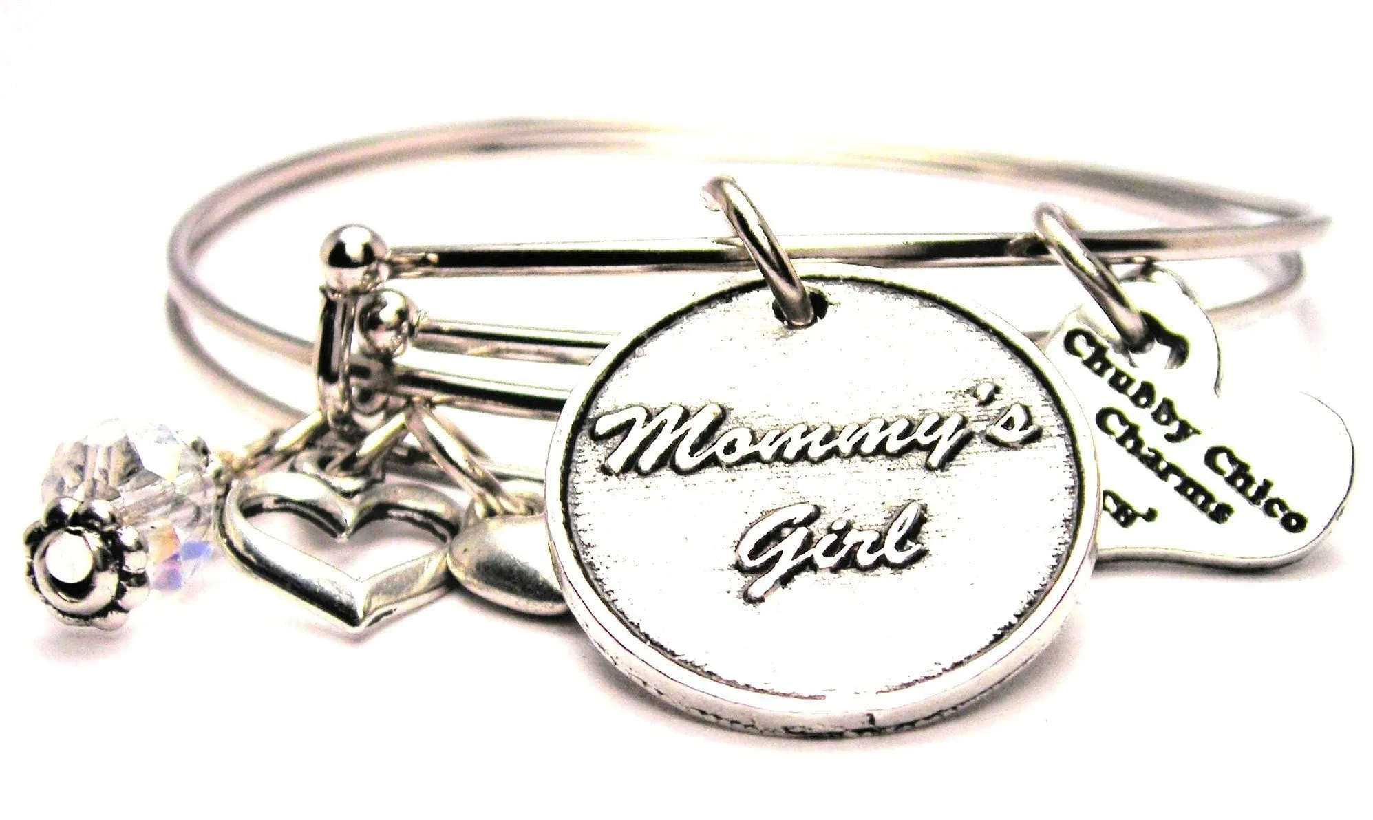 Mommys Girl Expandable Bangle Bracelet Set