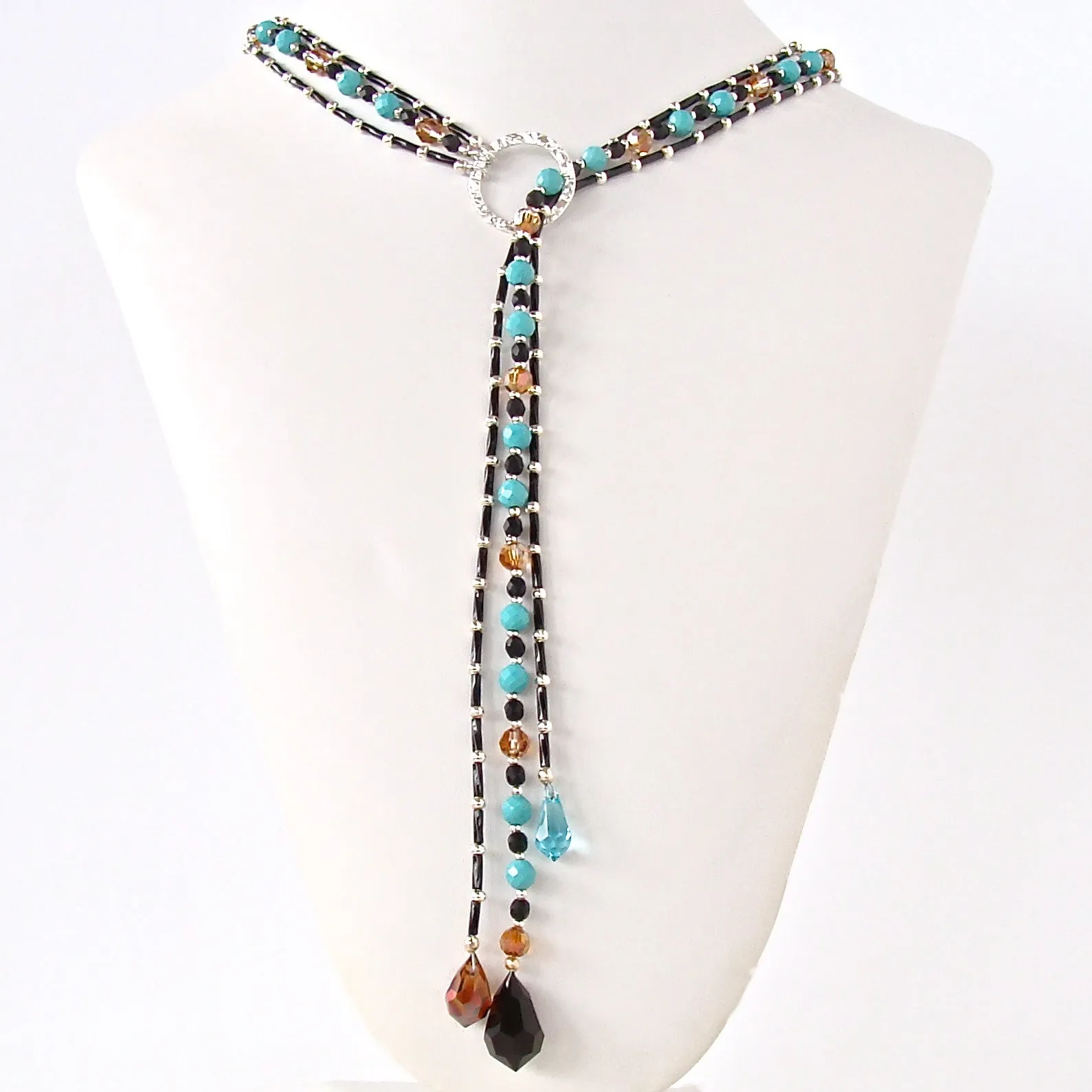 Moon Walker: Turquoise Blue Lariat Necklace