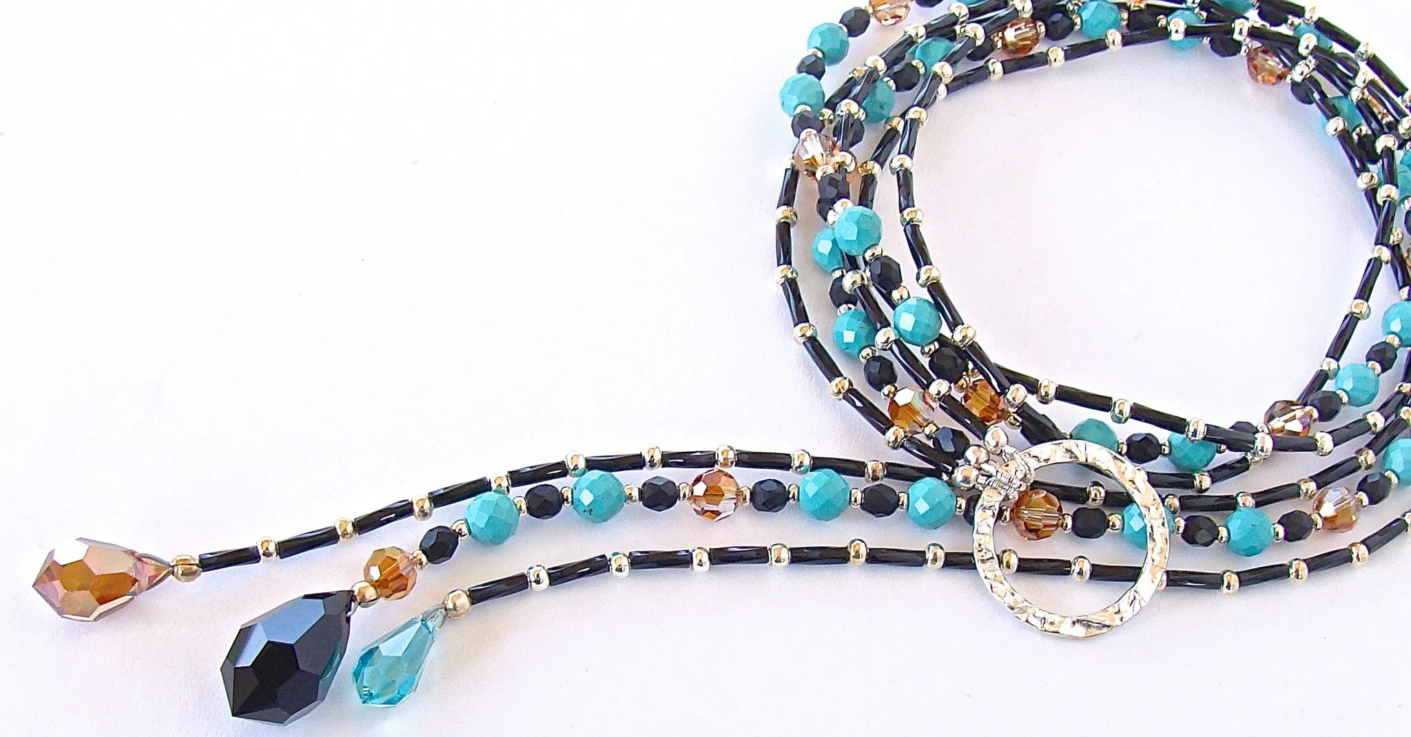 Moon Walker: Turquoise Blue Lariat Necklace