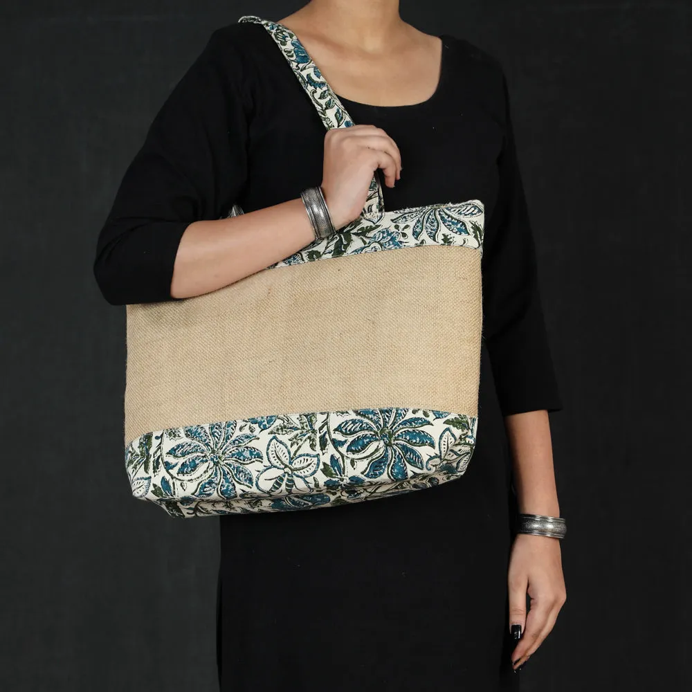 Multicolor - Hand Block Printed Jute Shoulder Bag