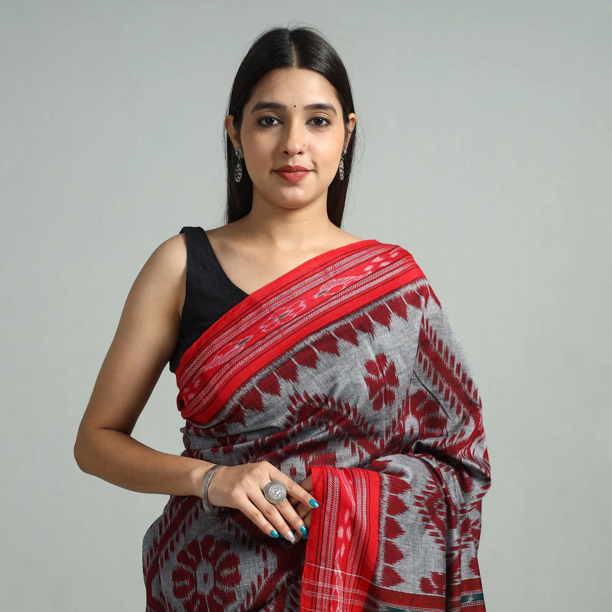 Multicolor - Maniabandha Ikat Weave Handloom Cotton Saree 24