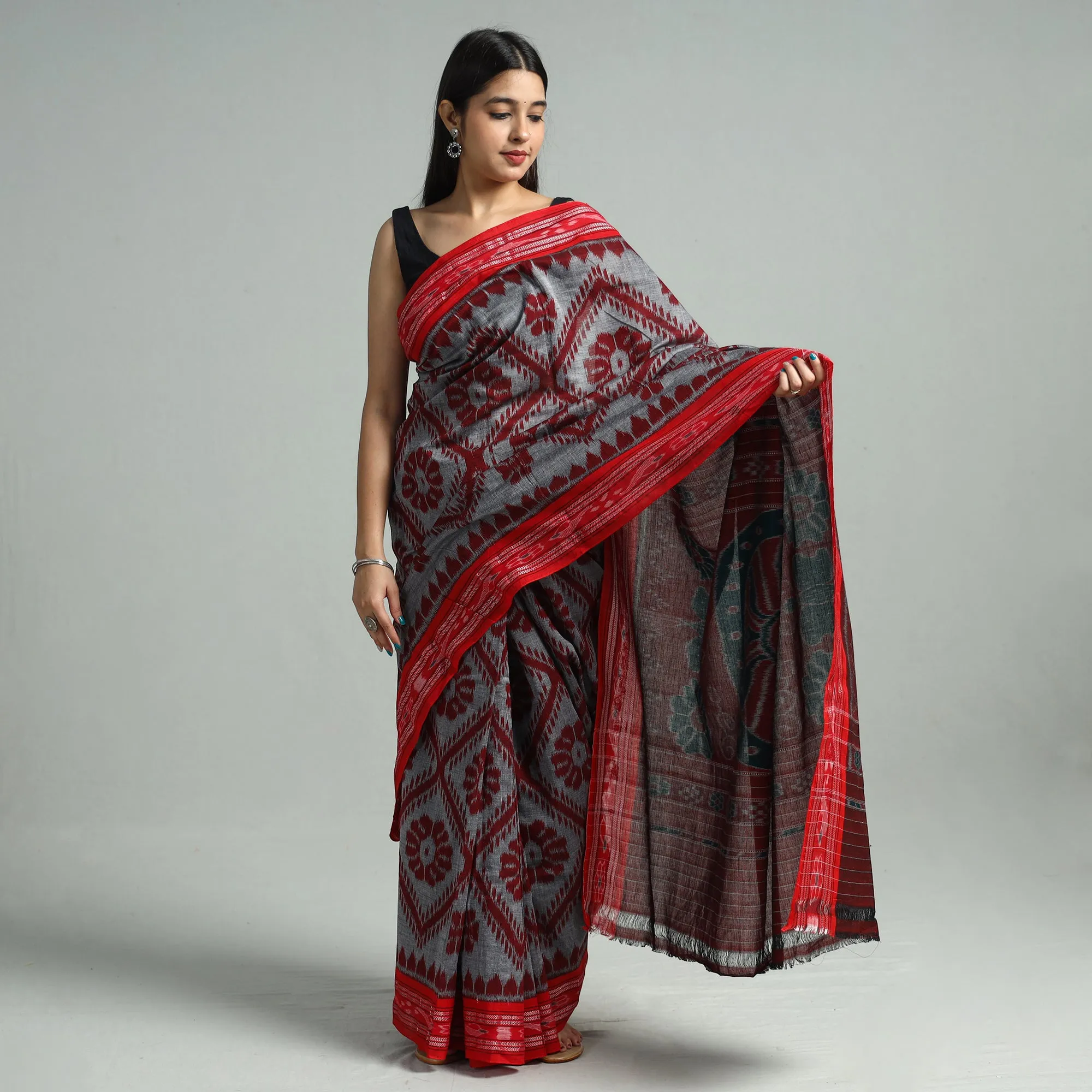 Multicolor - Maniabandha Ikat Weave Handloom Cotton Saree 24