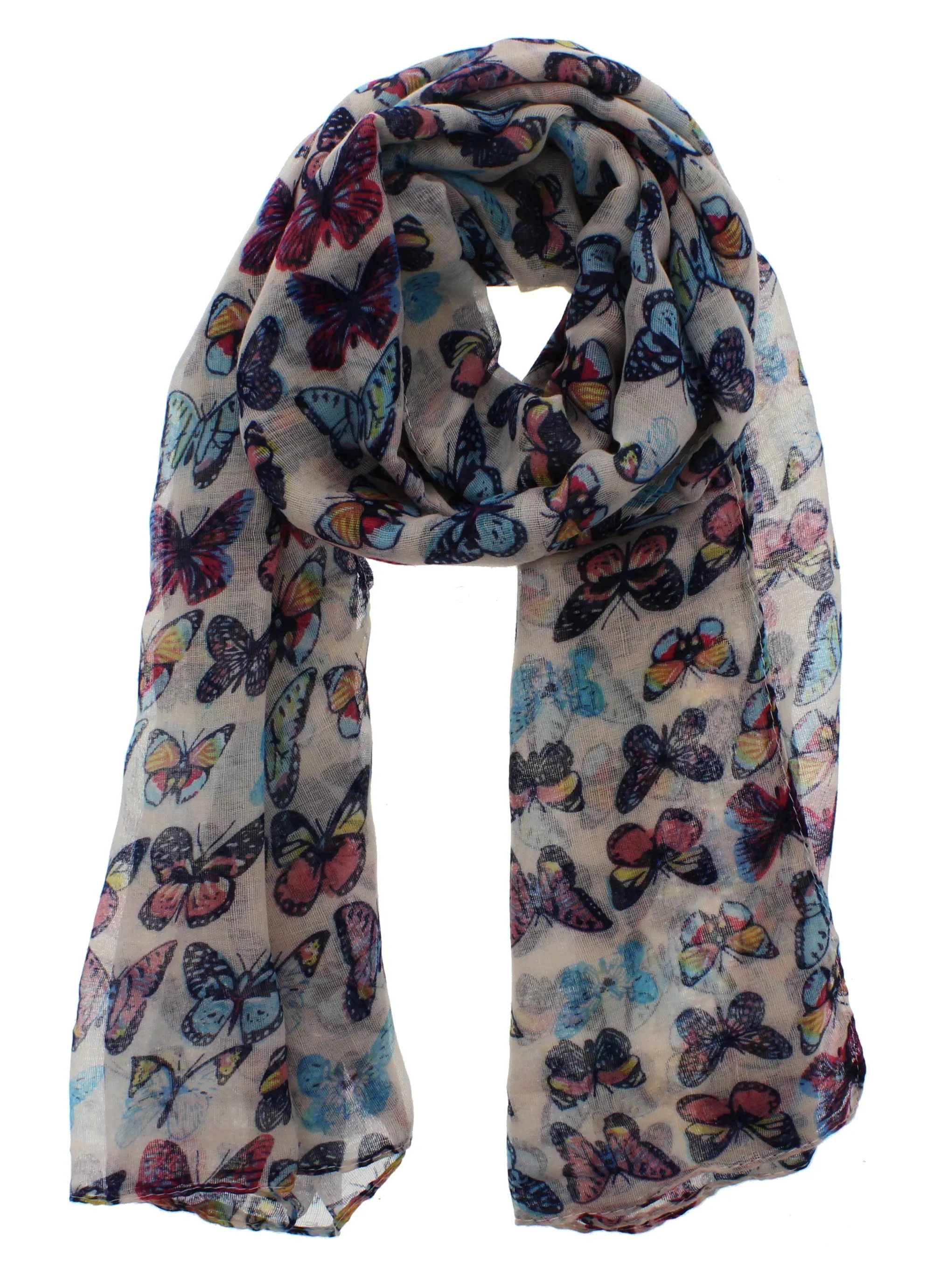 Multicolour Butterfly Print Scarf