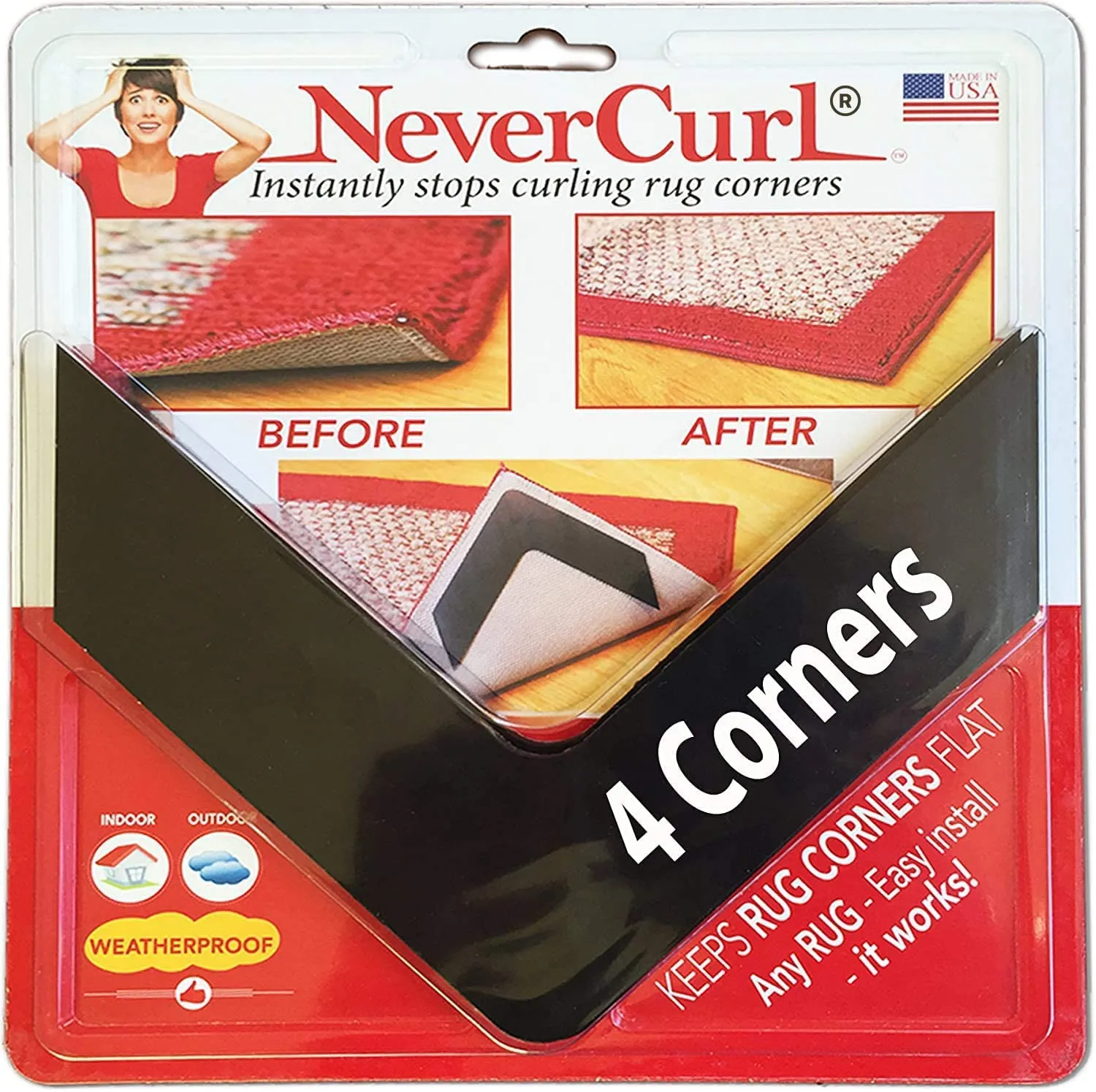 Nevercurl Best V Shape Design Rug Corner Gripper To Instantly Stops Corner