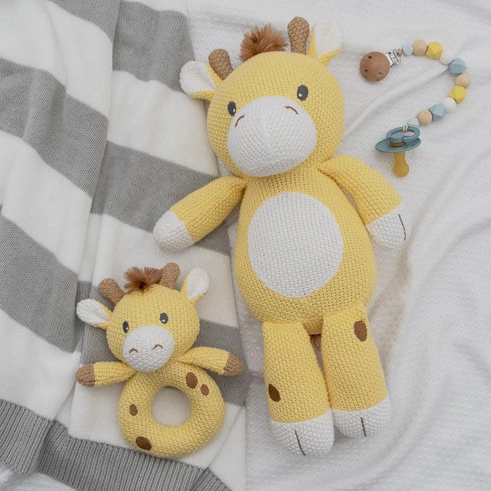 Noah the Giraffe Baby Knit Soft Toy Doll Baby Shower Nursery Decor Gift Idea