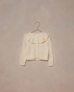 NORA LEE RUFFLE CARDIGAN SWEATER ECRU