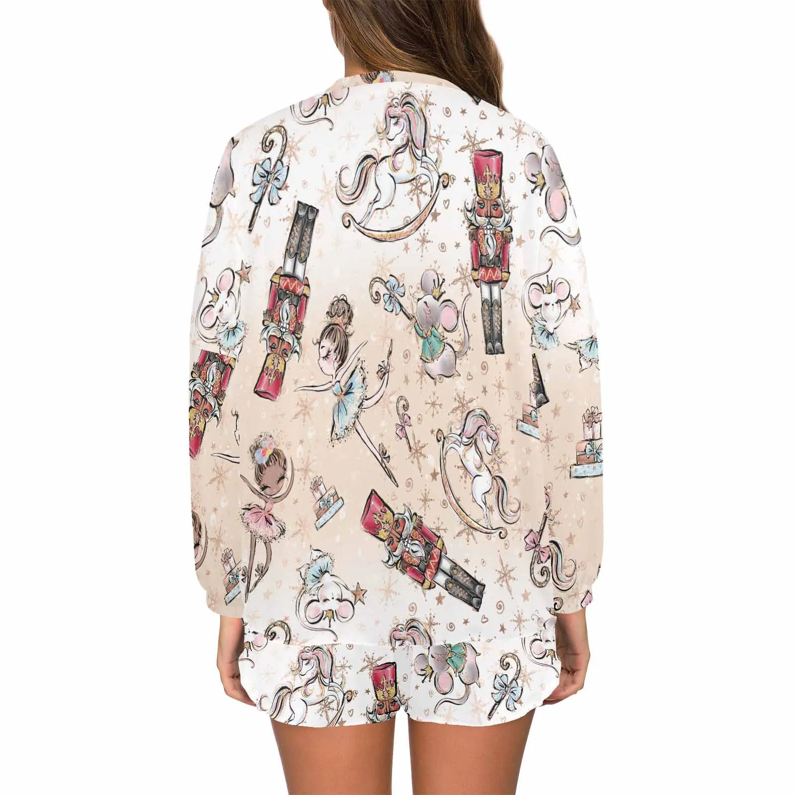 Nutcracker Women's Long Sleeve Pajama Set with Shorts