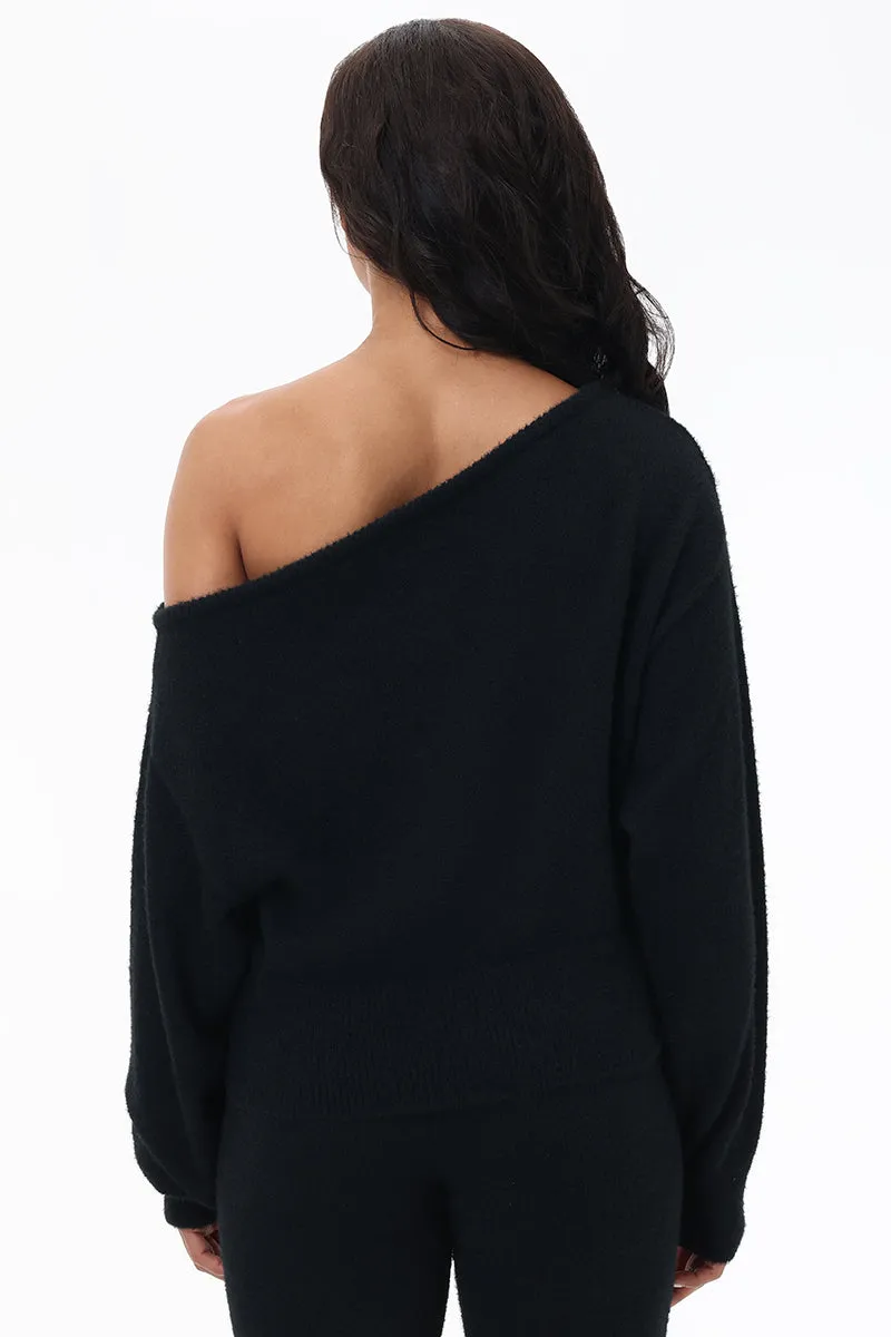 Off The Shoulder Eyelash Pullover