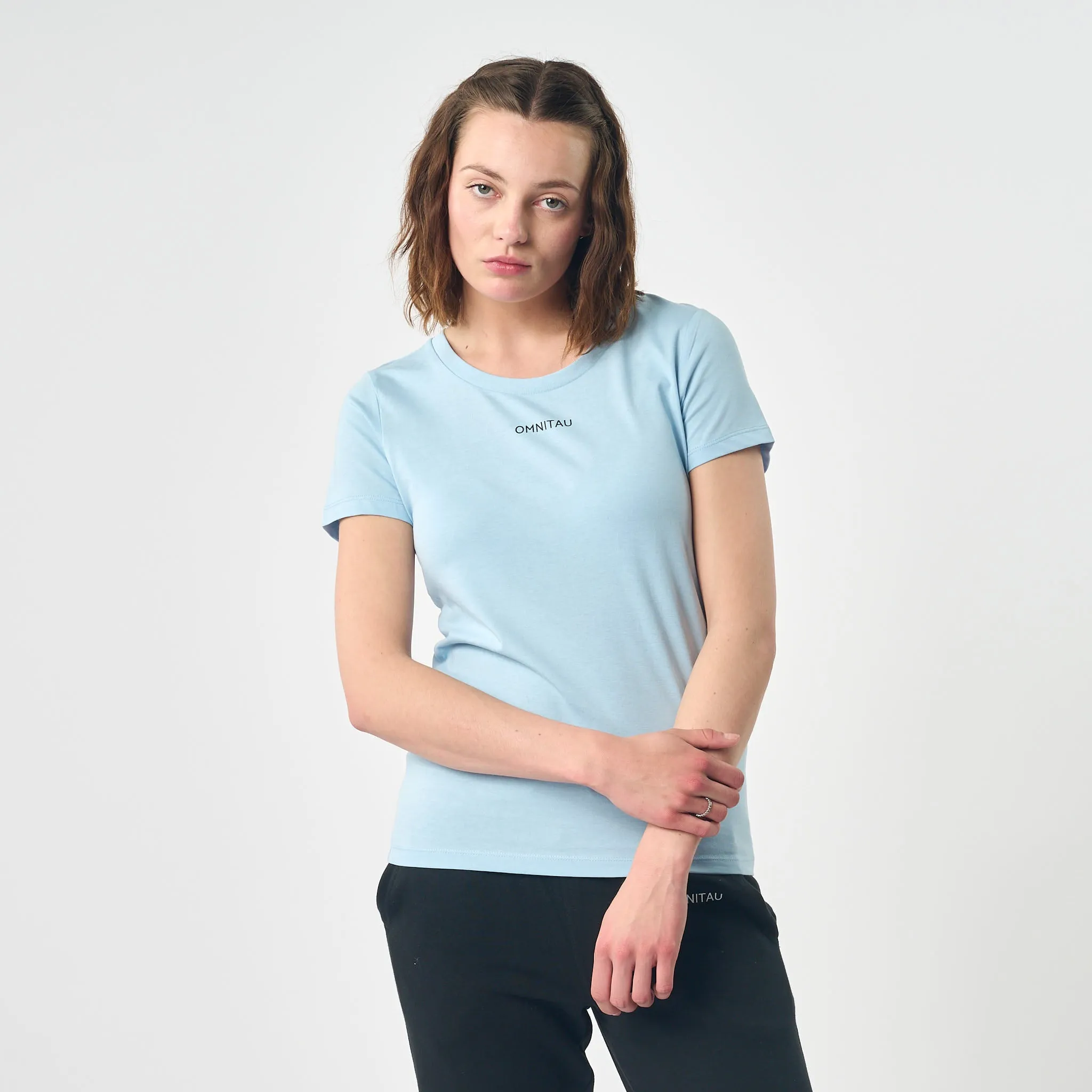 Omnitau Women's Winchester Organic Cotton Crew Neck T-Shirt - Sky Blue