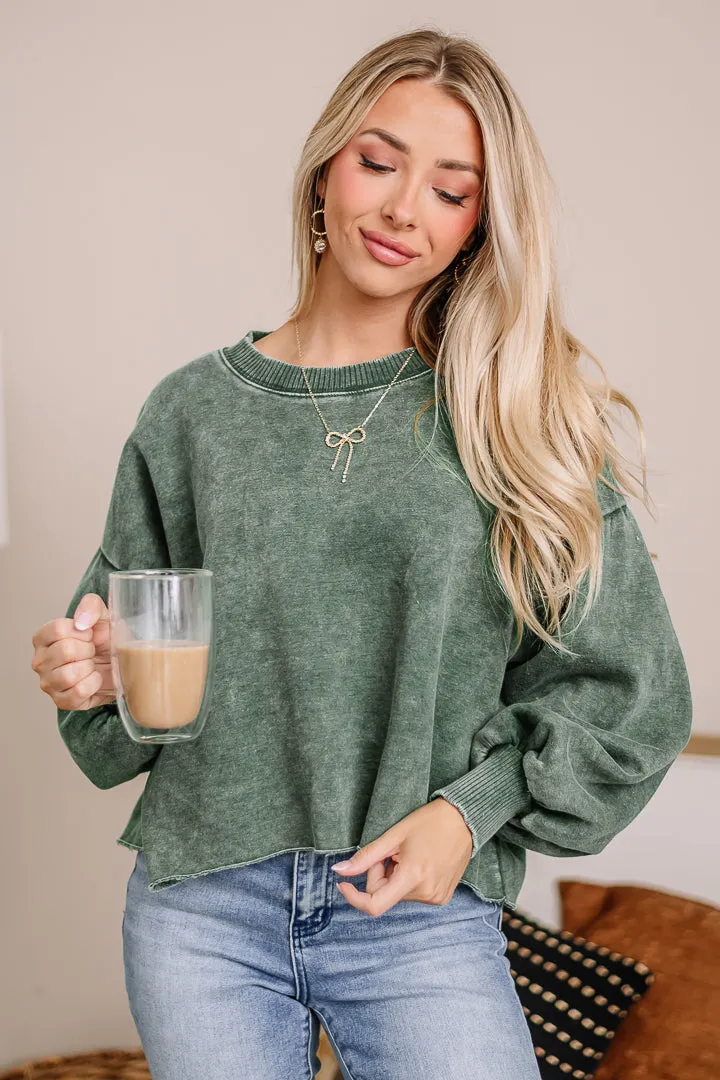 On Trend Cropped Sweater | Green