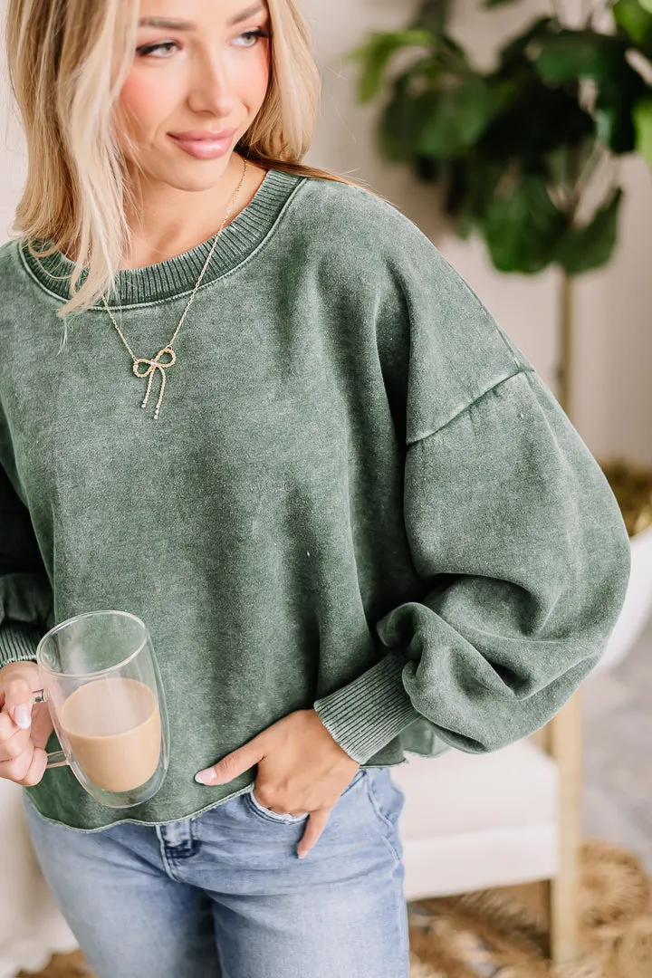 On Trend Cropped Sweater | Green