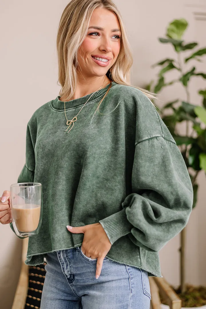 On Trend Cropped Sweater | Green