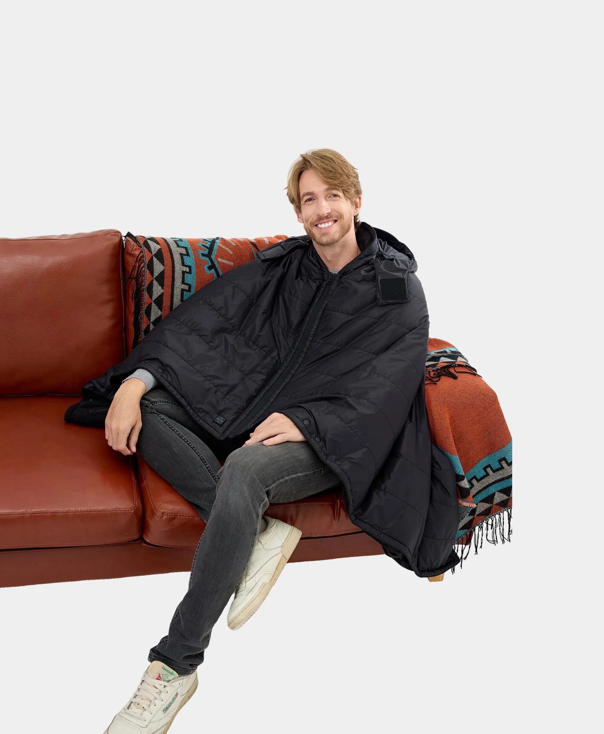 (Open-Box) Heated Dual Control Poncho Blanket (Battery Set Not Included)