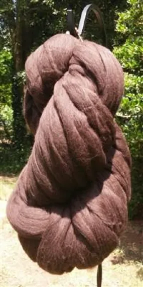 Organic Brown Wool Roving  1 lb