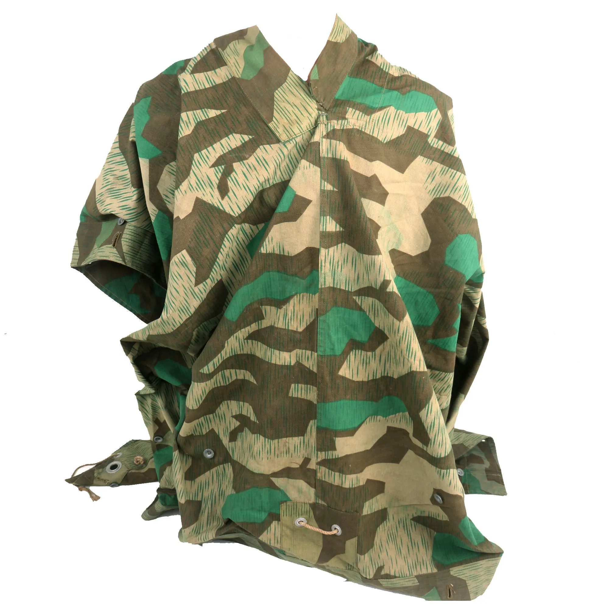 Original Excellent German WWII Zeltbahn Tent Quarter & Poncho in Splinter Camouflage by Hermann Wighardt - dated 1940